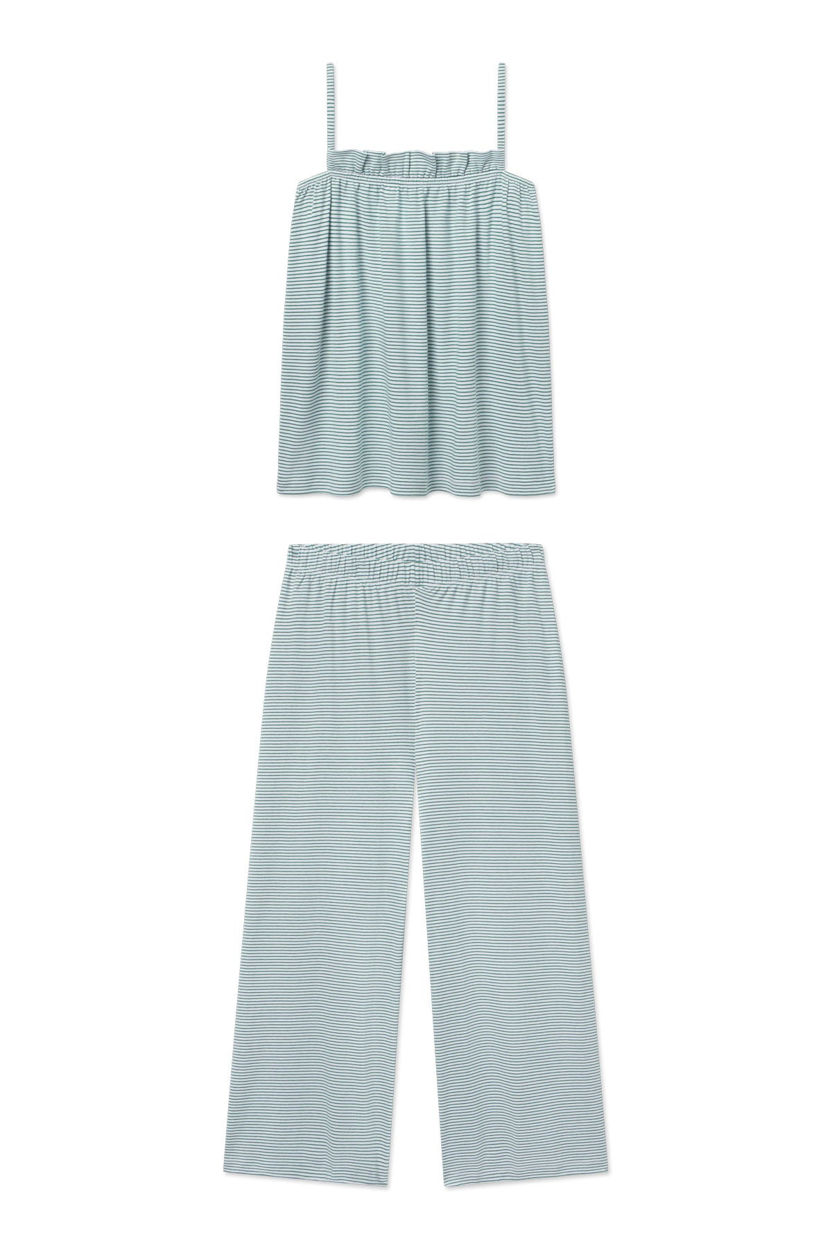 Pima Ruffle Pants Set in Classic Green | Lake Pajamas