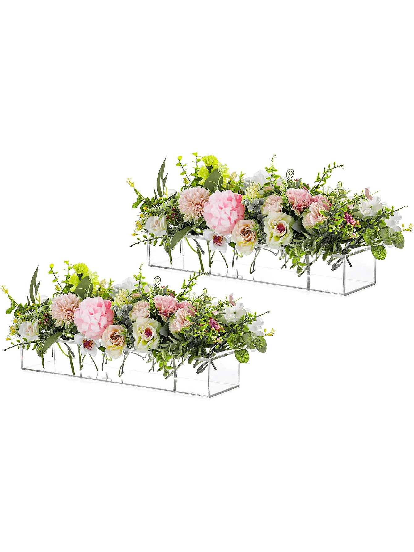 Rectangular Acrylic Vases For Centerpieces, 16 Inches Long Floral Vase With Holes For Flowers,Rec... | Walmart (US)