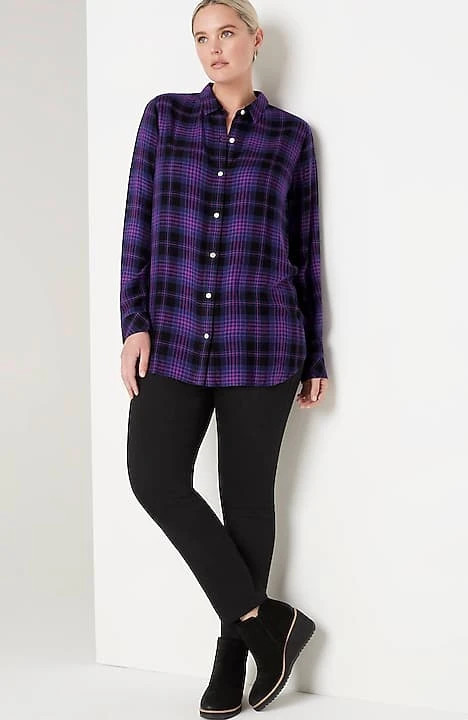 Soft Button-Front Plaid Tunic | J. Jill