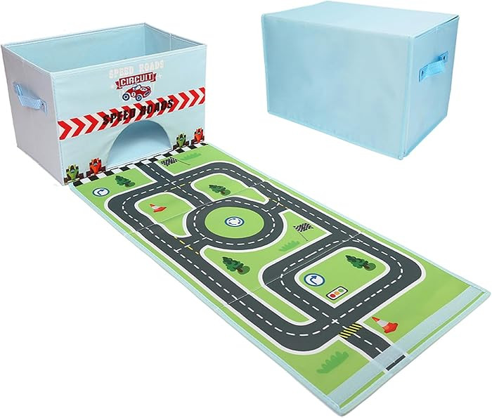 Livememory Toy Cars Garage Box - 2 in 1 Toy Storage Car Toys Storage Box with Speed Roads (Not In... | Amazon (US)