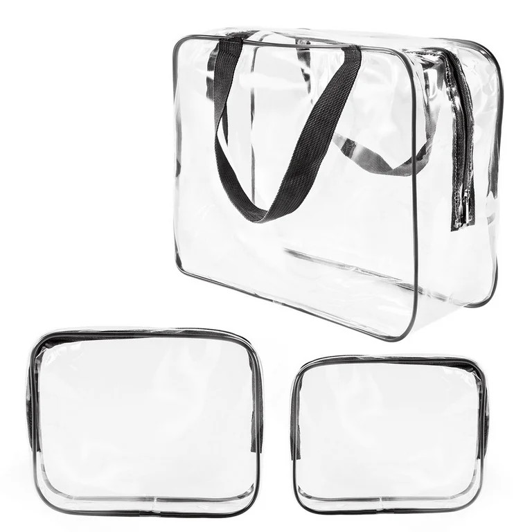 3Pcs Clear Makeup Bag, Three Different Sizes of Travel Bags for Toiletries, Pvc Cosmetic Bag with... | Walmart (US)