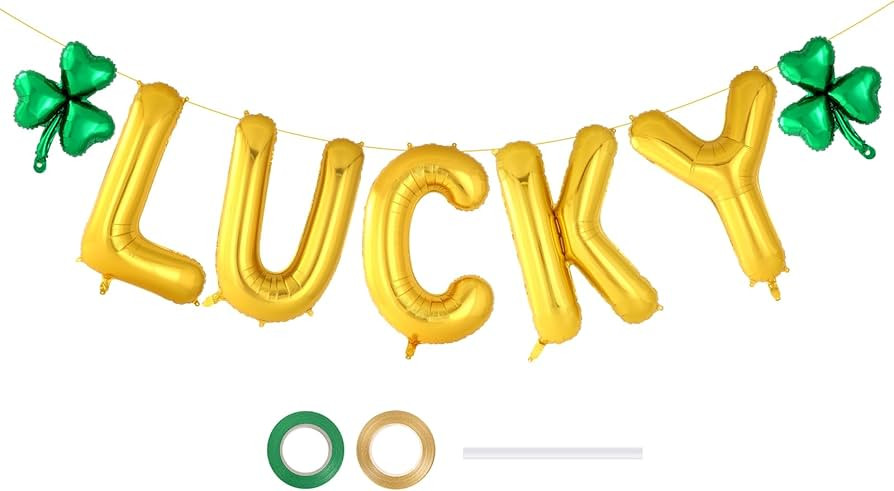 St. Patrick’s Day Balloons, 40 Inch Foil Lucky Letter Balloon Banner, Shamrock Clover Mylar Bal... | Amazon (US)