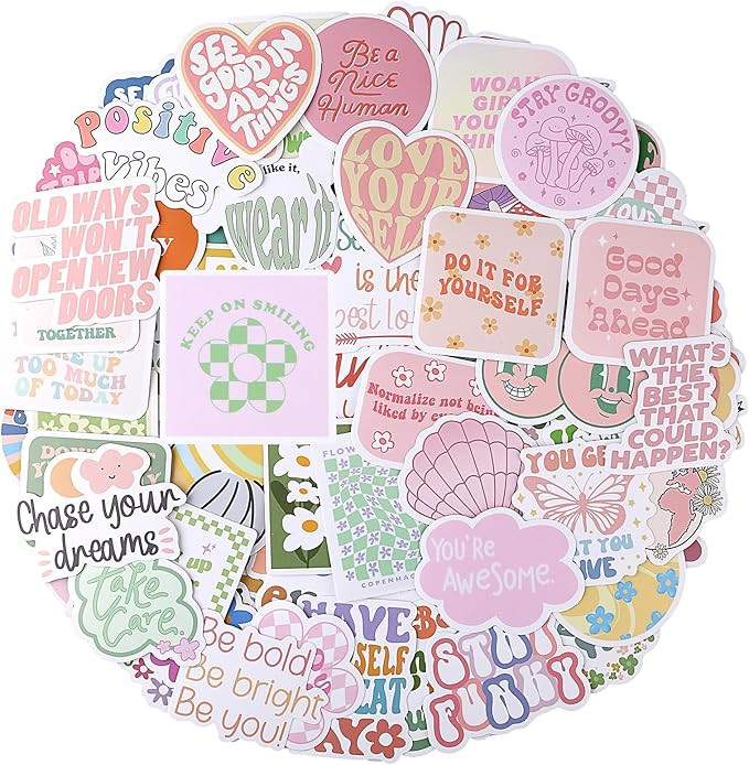 100PCS Cute Preppy Stickers Pink Motivational Vinyl Waterproof Stickers for Laptop Bumper Water B... | Amazon (US)