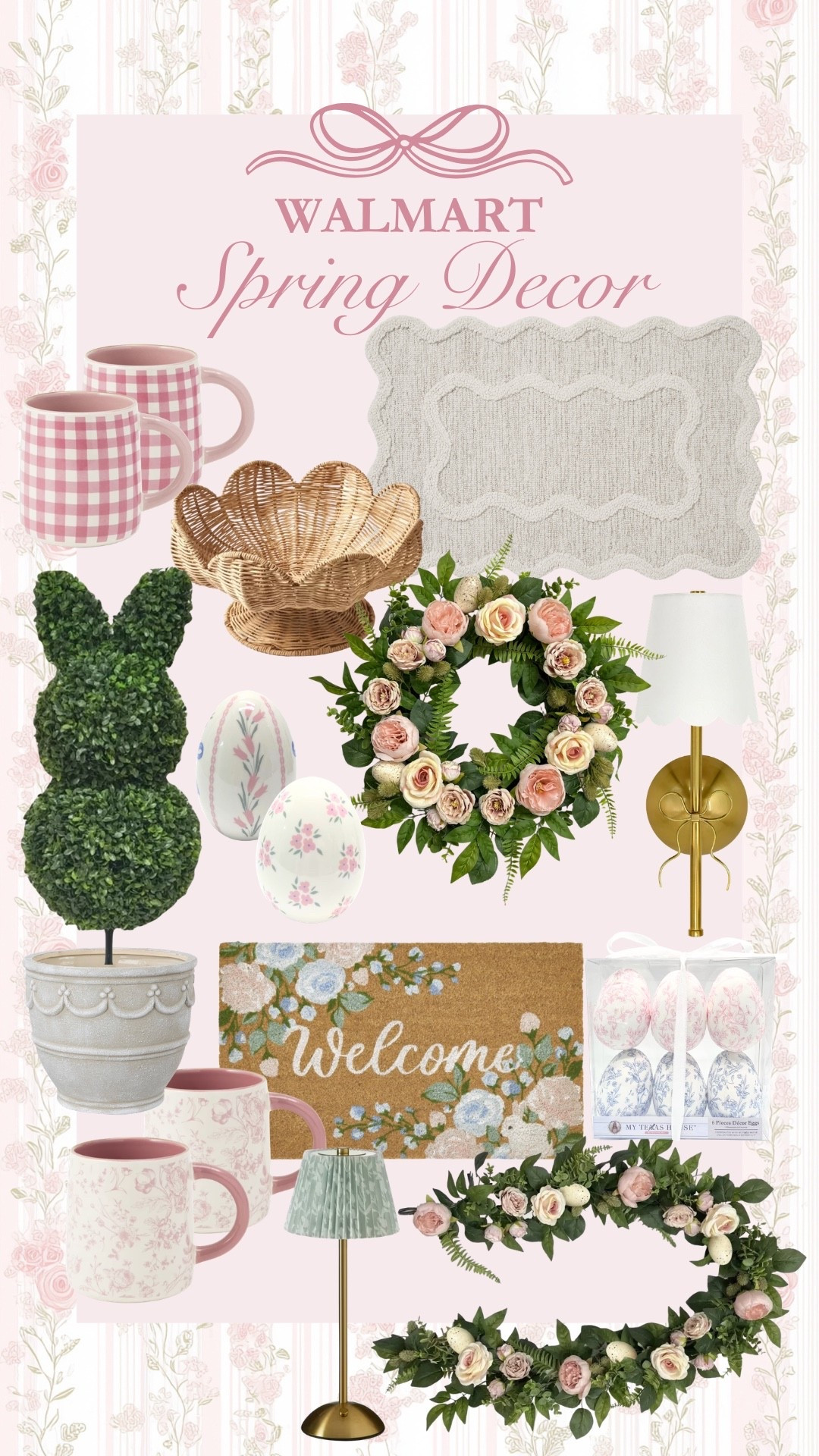 Walmart spring home decor 🌸 Easter decor, gingham mugs, bow sconce, spring wreath 

#LTKSaleAlert #LTKSeasonal #LTKHome