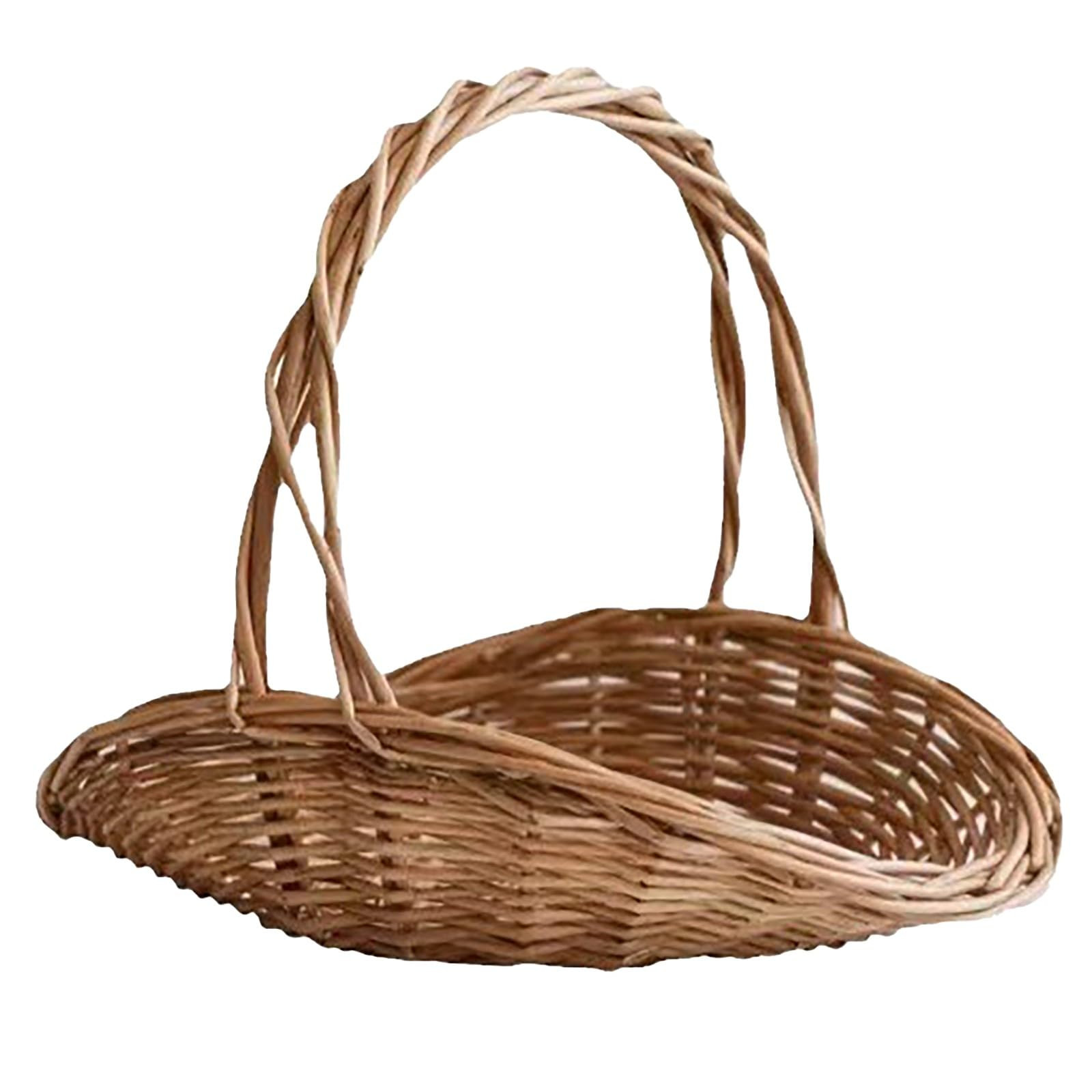 Wicker Basket with Handle Wicker Picnic Basket Harvest Basket Portable Flower Gathering Basket Po... | Amazon (US)