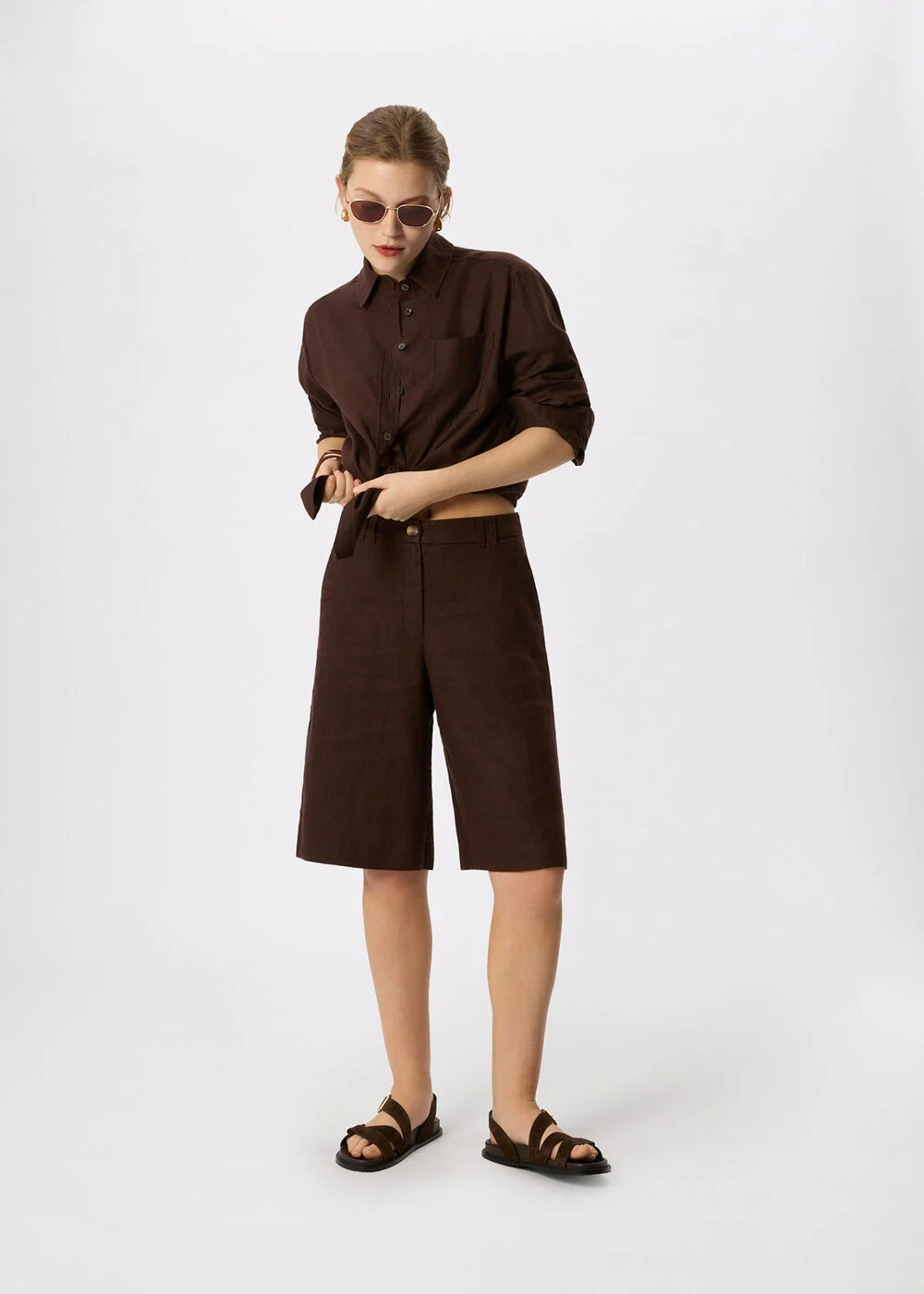 Brown Linen Bermuda Short | WHISTLES | Whistles UK | | Whistles