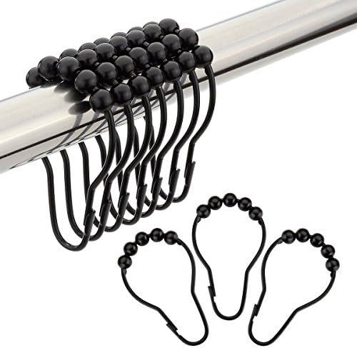 Amazer Shower Curtain Hooks Rings, Stainless Steel Rust-Resistant Black Shower Curtain Rings and Hoo | Amazon (US)
