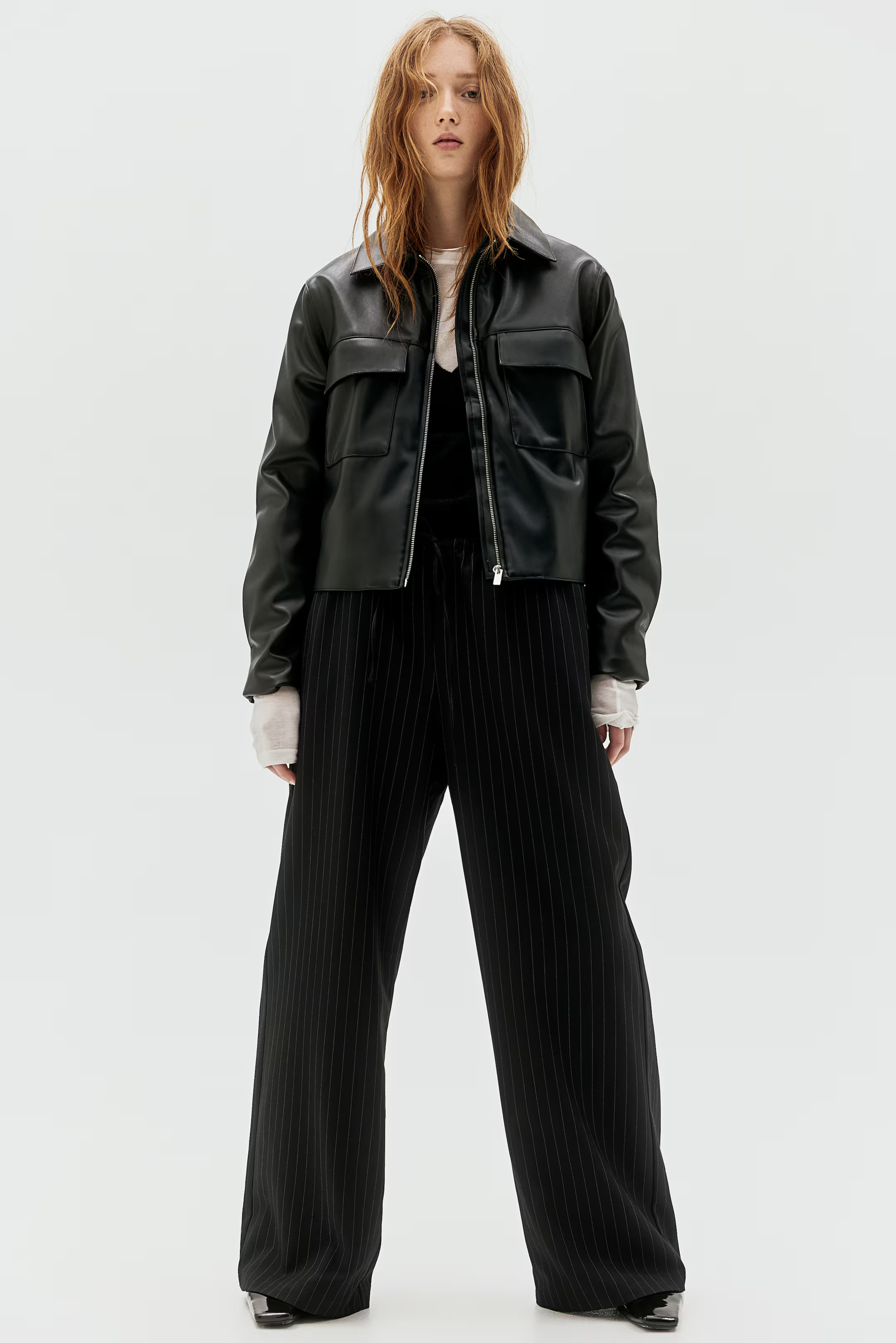 Twill Drawstring Pants - Black/pinstriped - Ladies | H&M US | H&M (US + CA)