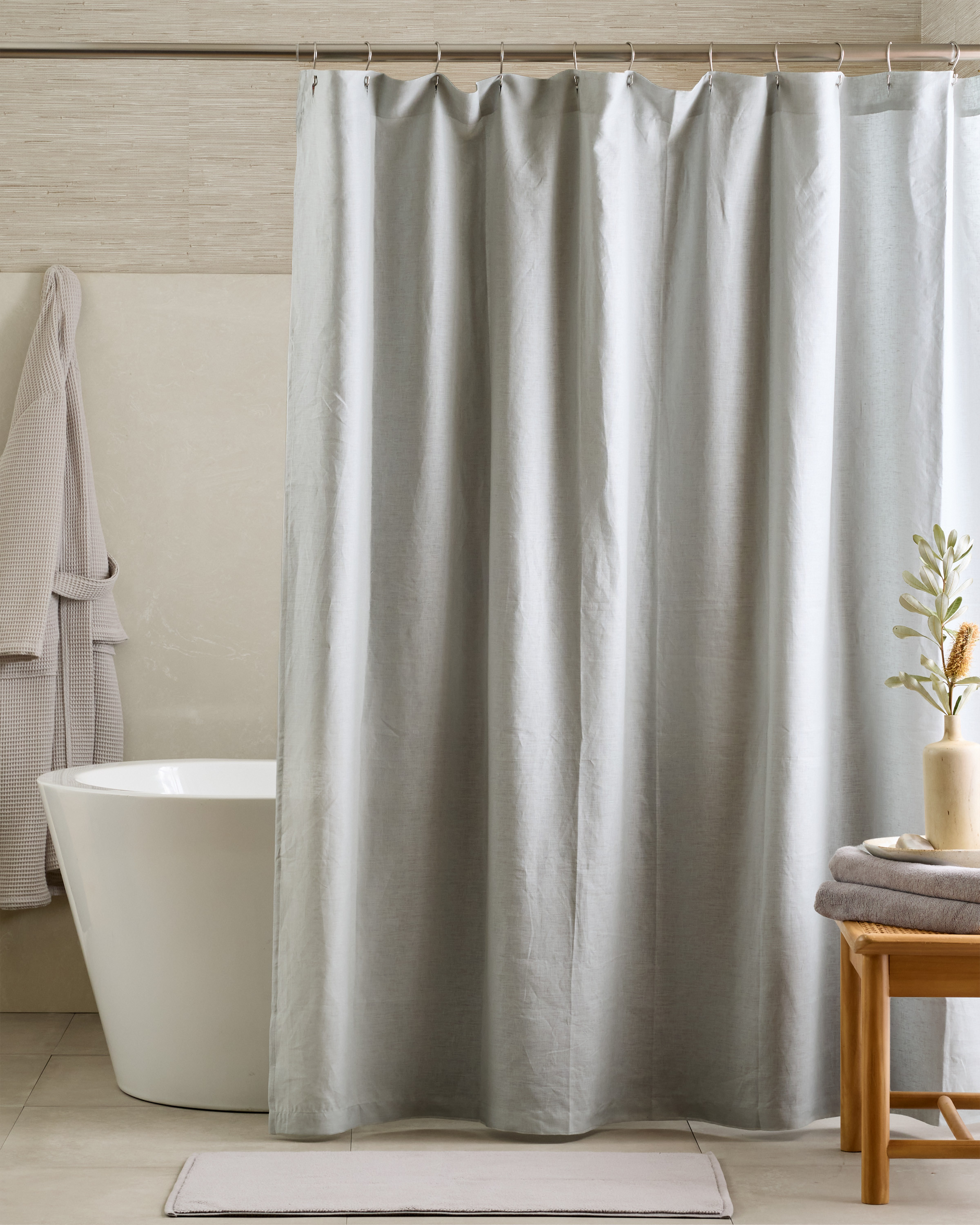 Quince | European Linen Shower Curtain in Mist | Quince