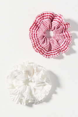 Gingham Hair Scrunchies, Set of 2 | Anthropologie (US)