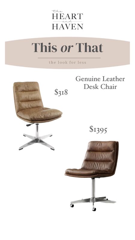 Genuine leather desk chair looks just like the RH one!