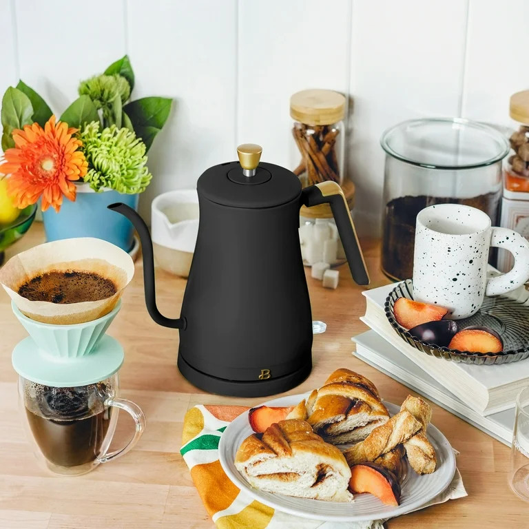 Beautiful 1-Liter Electric Gooseneck Kettle 1200 W, Black Sesame by Drew Barrymore | Walmart (US)