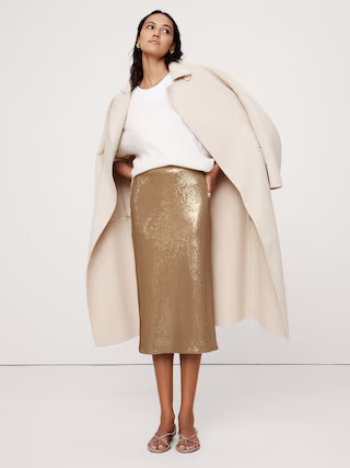 Stretch-Sequin Midi Skirt | Banana Republic (US)