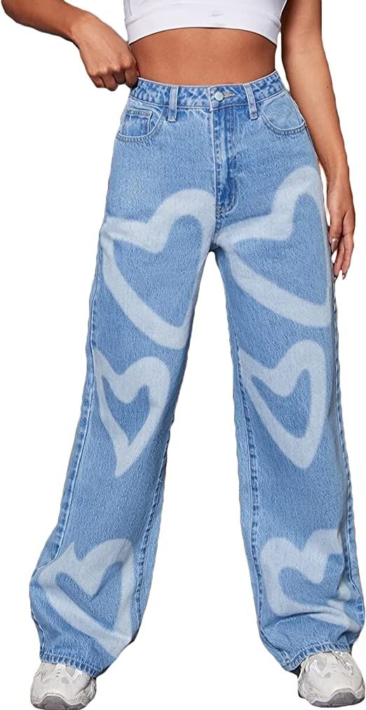 Women Boyfriend Jeans Loose Fit High Waisted Straight Baggy Denim Pants Wide Leg Jeans | Amazon (US)