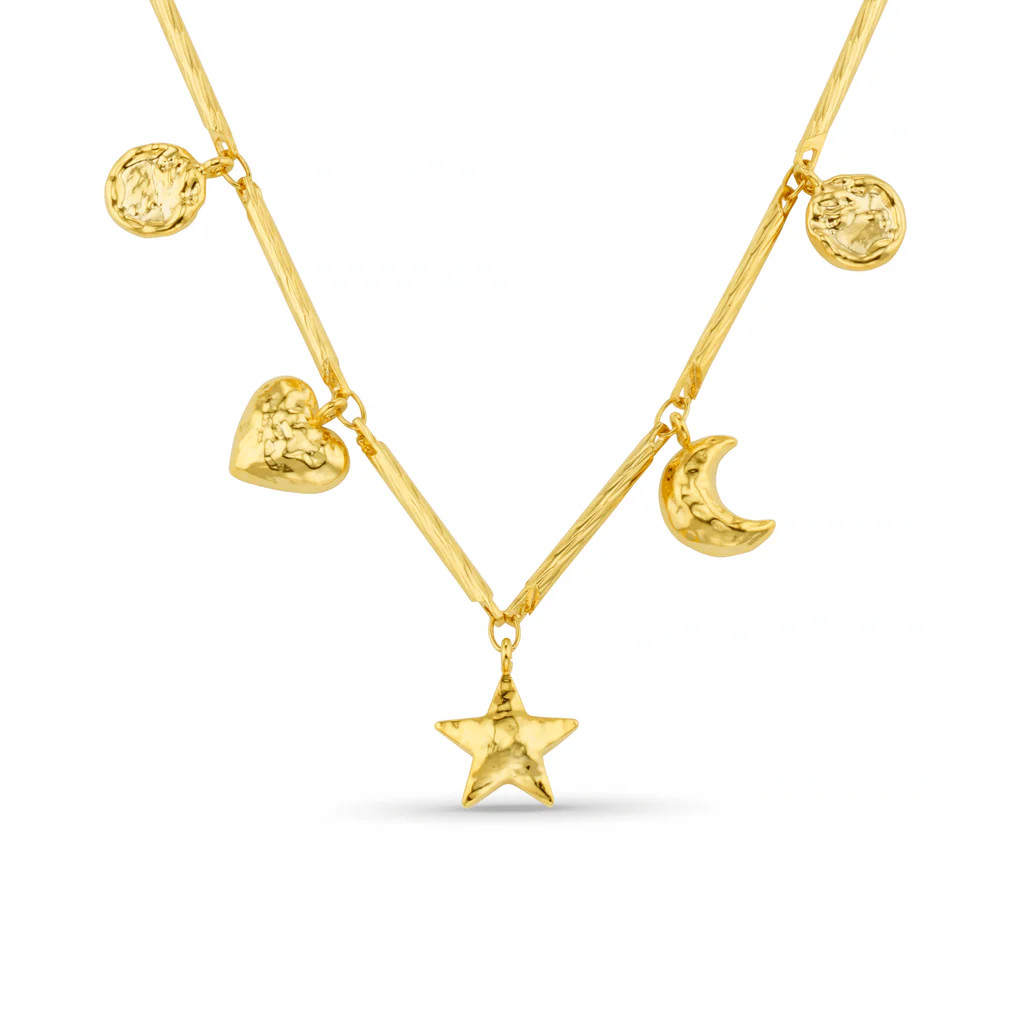 Bar Link & Molten Charm Necklace | Orelia