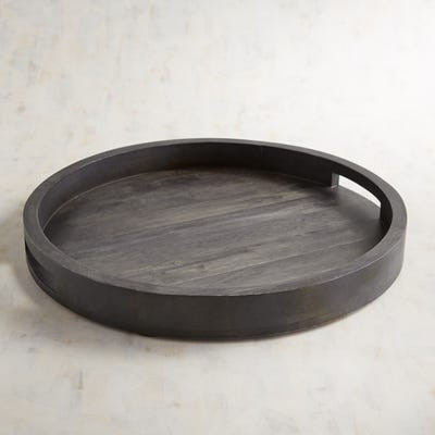 Round Black Washed Wooden Tray | Pier 1 Imports