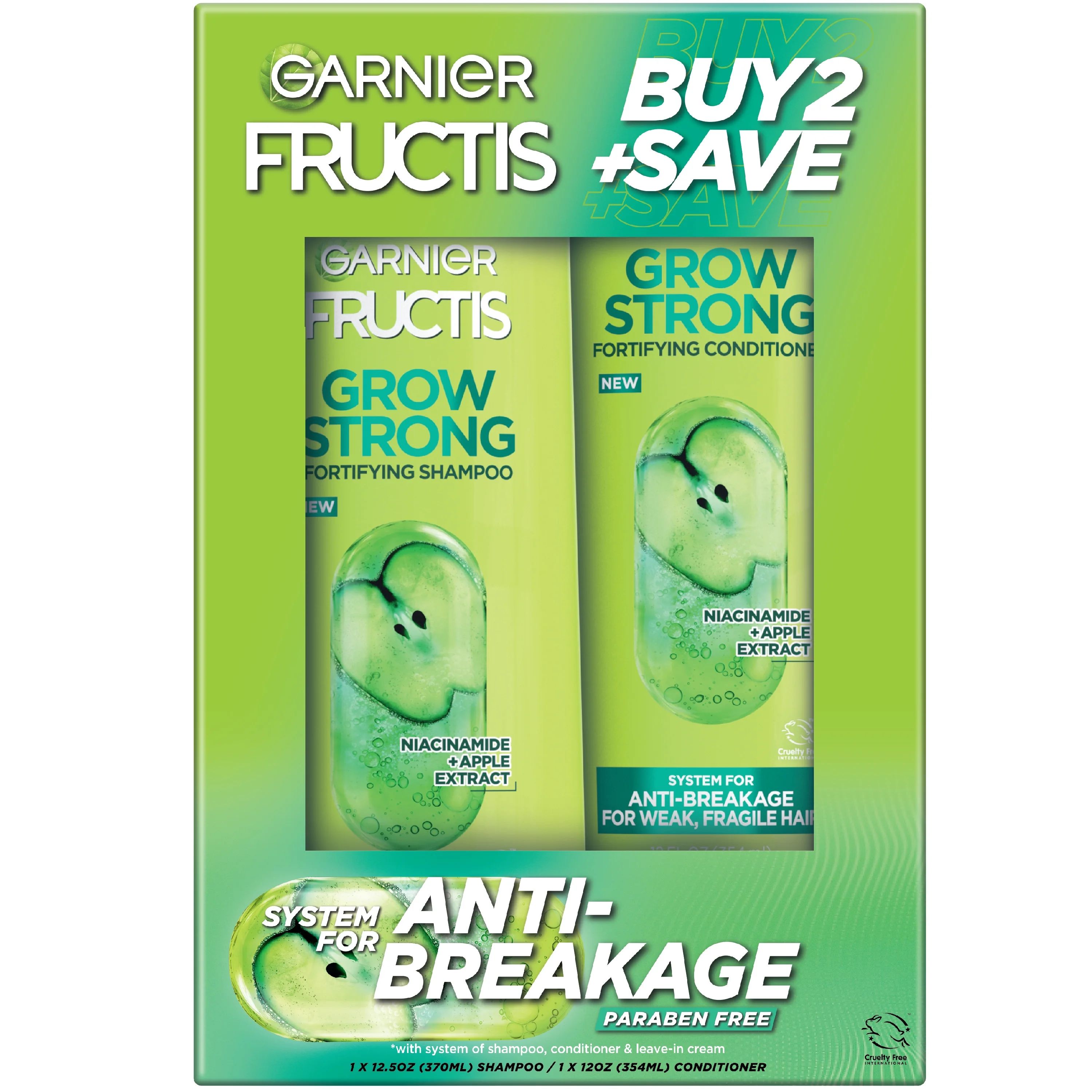 Garnier Fructis Grow Strong Shampoo & Conditioner For Stronger Healthier Shinier Hair 2 COUNT | Walmart (US)