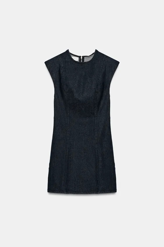 TRF DENIM DRESS WITH SHOULDER PADS | Zara DE