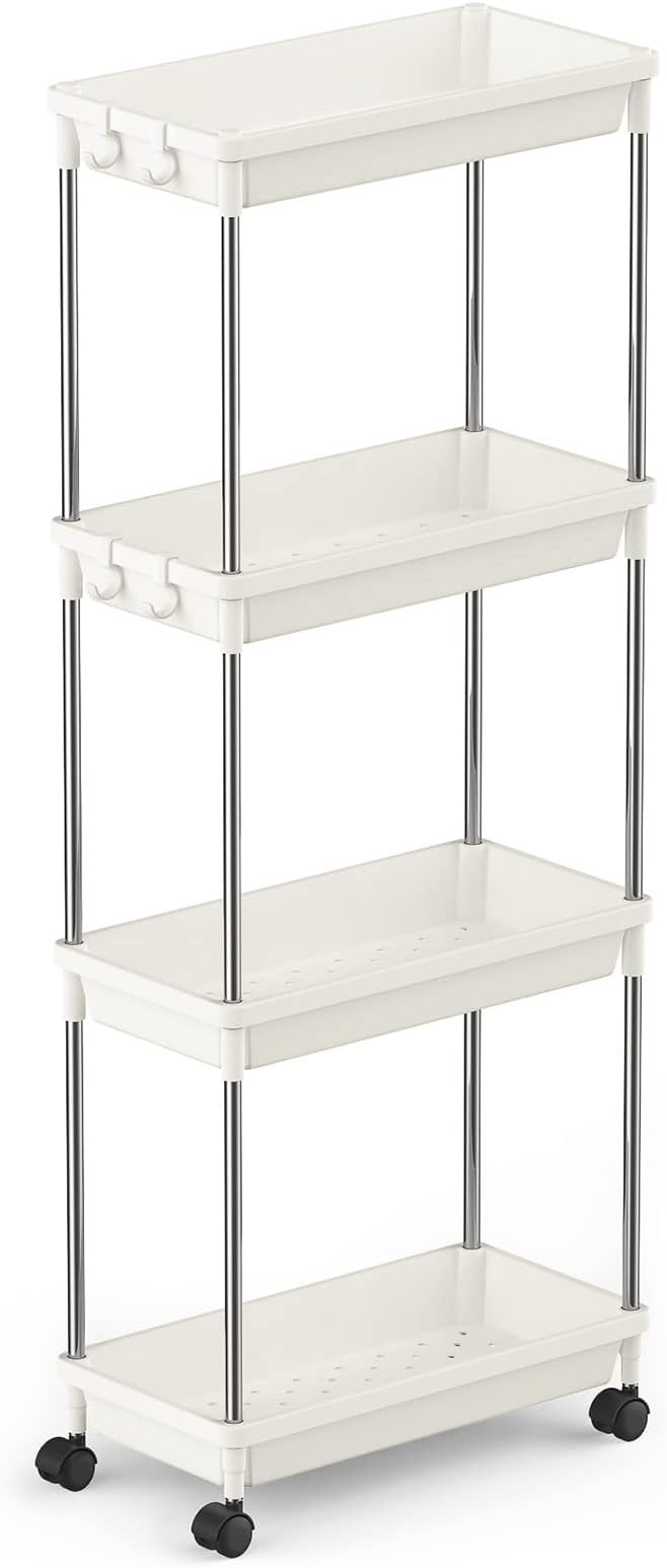 Lifewit Slim Storage Rolling Cart for Bathroom Laundry Room Kitchen Narrow Space, 4 Tier Slide-Ou... | Amazon (US)