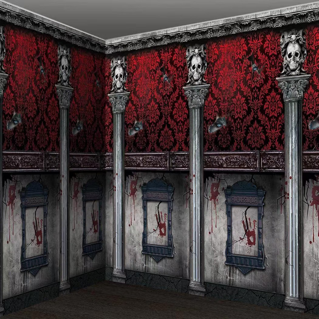 3Pcs Halloween Haunted House Scene Setter Backdrop Decorations, 54\u00d7108 Inch | Amazon (US)