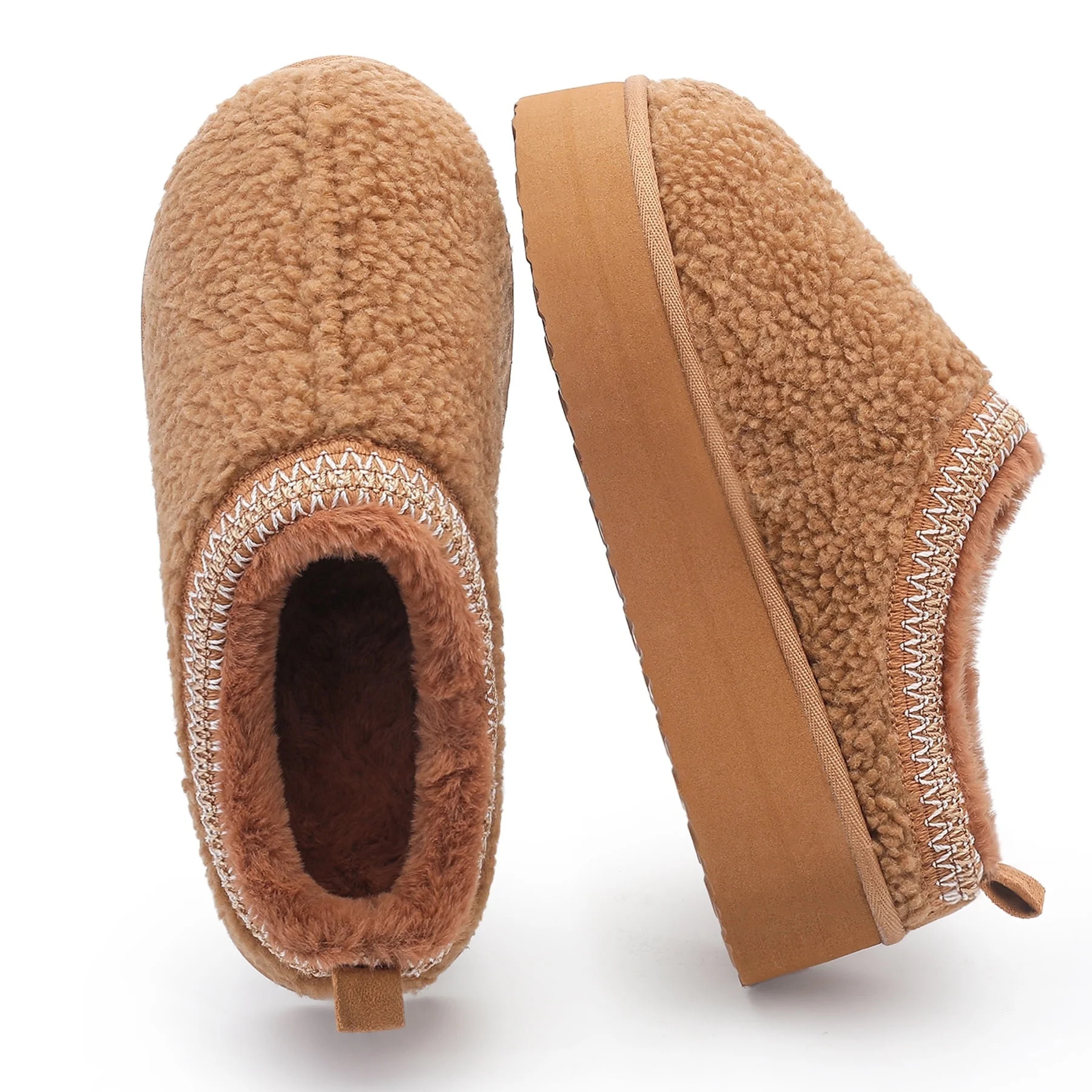 Vonmay Women's Cozy Platform Slippers, Warm Faux Fleece-Lined Indoor Outdoor Slippers with Anti-S... | Walmart (US)