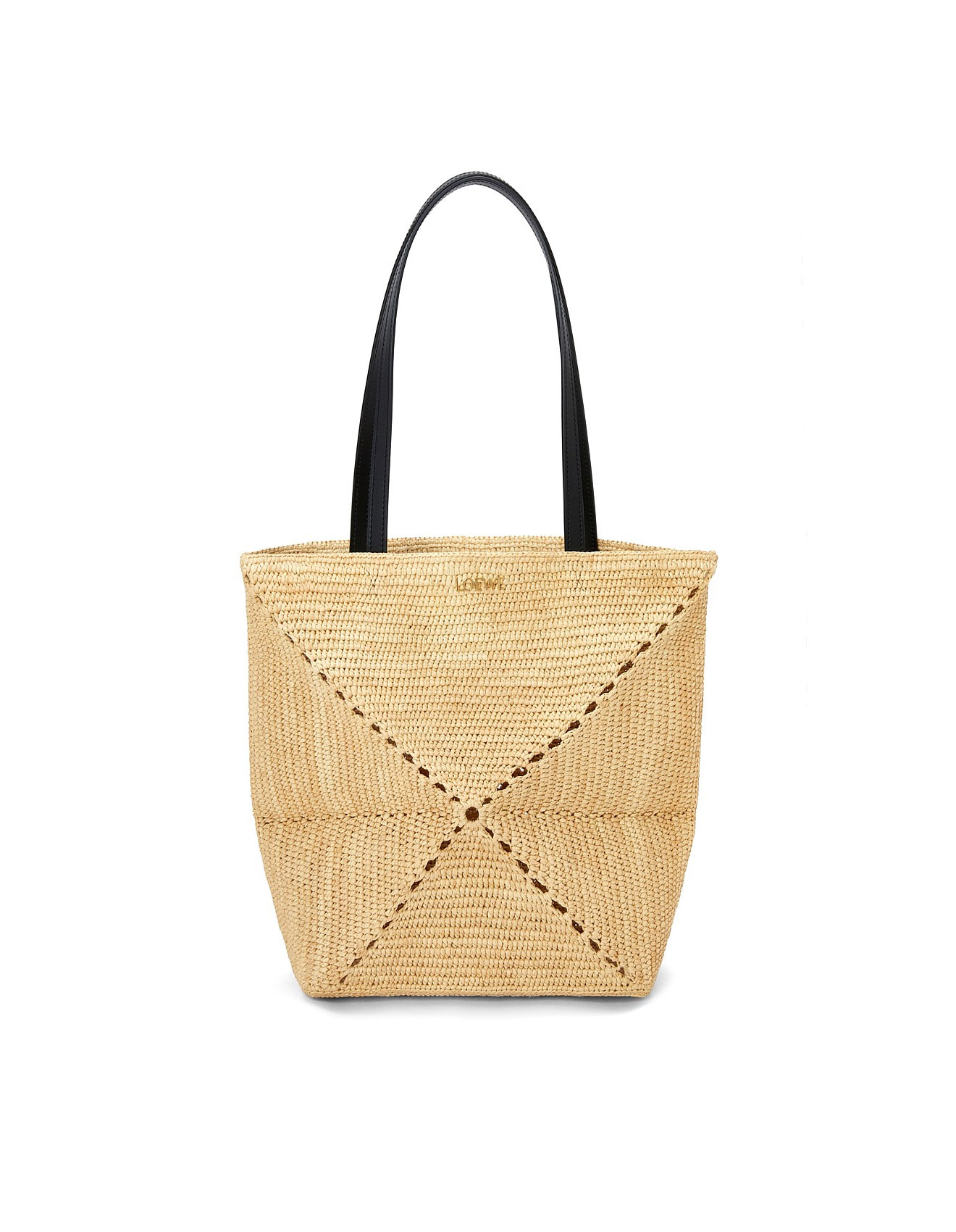 PUZZLE FOLD TOTE IN RAFFIA | David Jones (Australia & New Zealand)