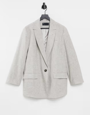 ASOS DESIGN slubby linen jacket in brown | ASOS (Global)