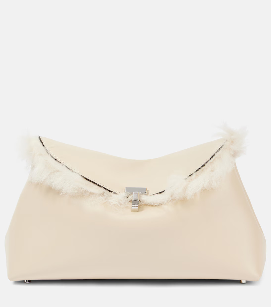T-Lock shearling-lined leather clutch | Mytheresa (UK)