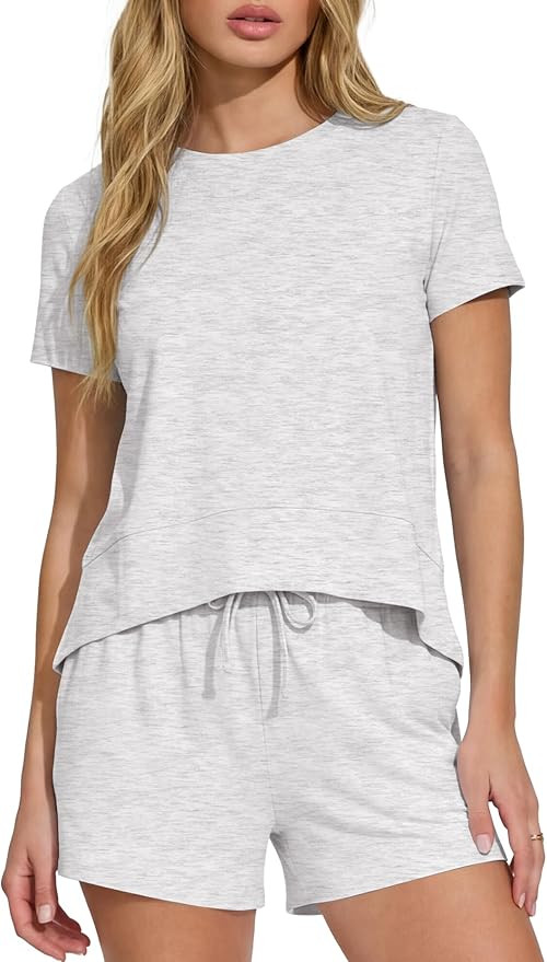 Darong 2 Piece Sets for Women Summer Lounge Wear Casual Short Sleeve Tshirts Shorts Matching Airp... | Amazon (US)