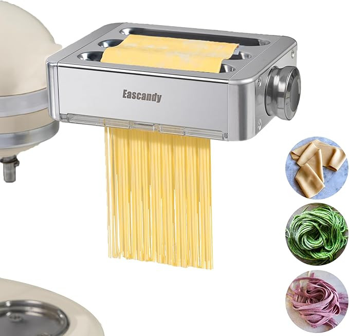 All Metal Pasta Maker Attachment for KitchenAid, 3 In 1 Pasta Attachment for Kitchen Aid Stand Mi... | Amazon (US)