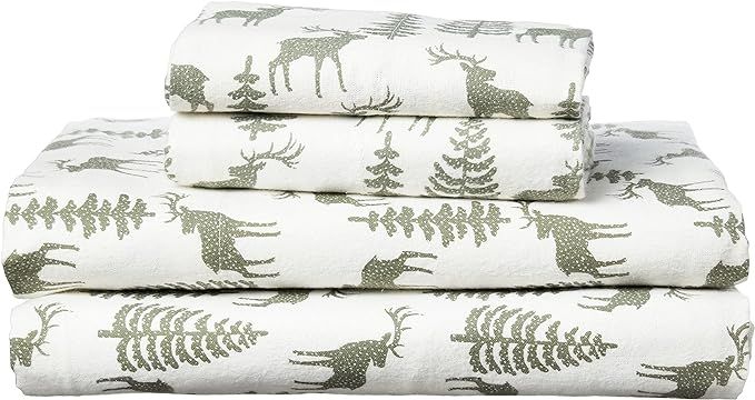 Brielle Home Flannel Sheet Set Cotton Soft Warm & Cozy Modern Chic with Elastic Deep Pockets, Que... | Amazon (US)