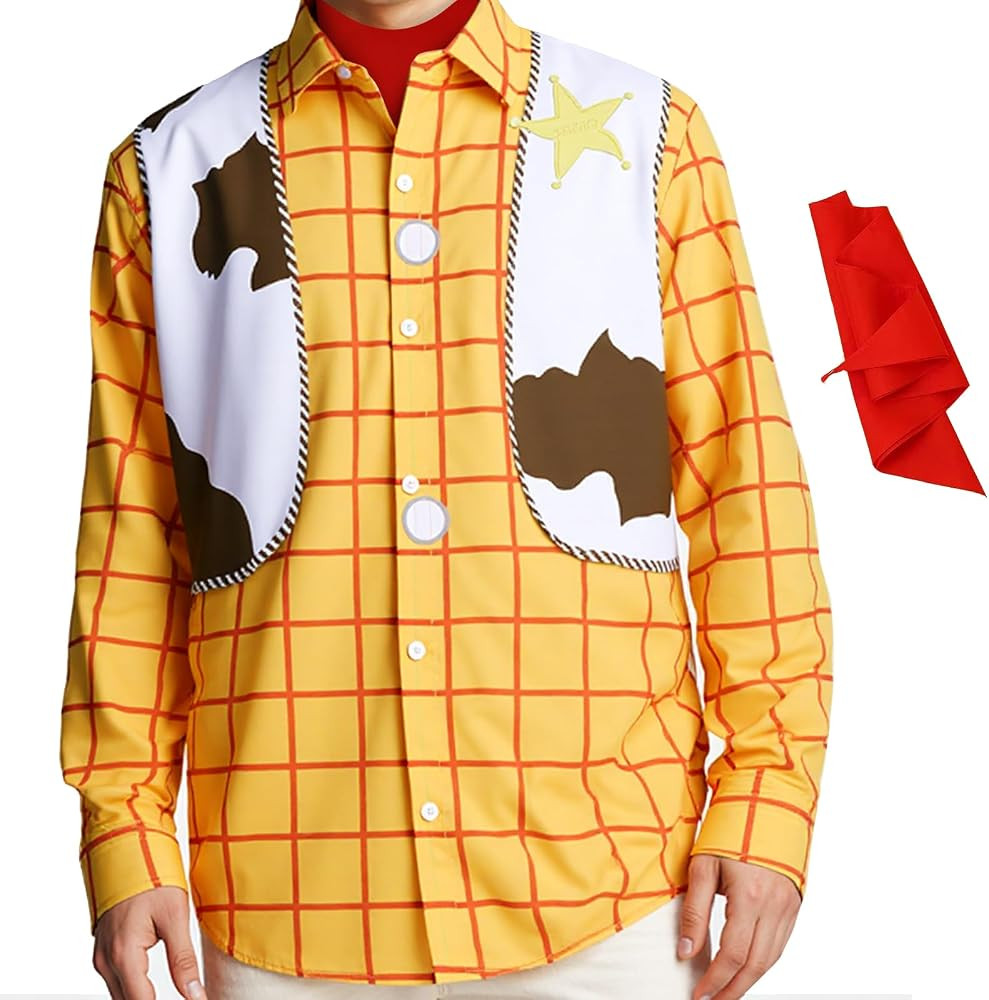 Cowboy Shirt Costume Men's Plaid Button Long Sleeve Printed Vest Pattern Sheriff Halloween Cospla... | Amazon (US)