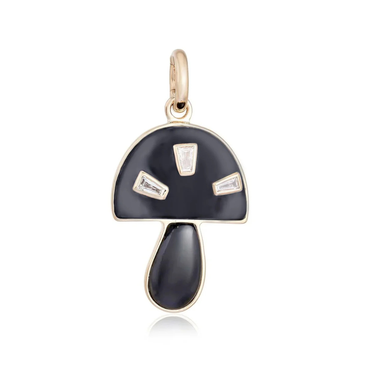 Black Mushroom Charm with Baguette Diamonds | Alev Jewelry