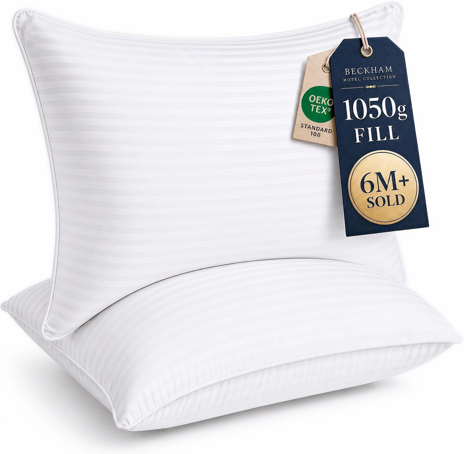 Beckham Hotel Collection Bed Pillows Standard / Queen Size Set of 2 - Down Alternative Bedding Gel Cooling Pillow for Back, Stomach or Side Sleepers | Amazon (US)