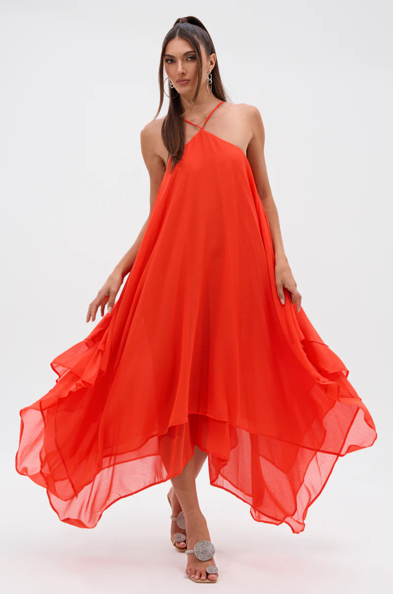 AKIRA Runaway Chiffon Maxi Dress | Size XL | AKIRA