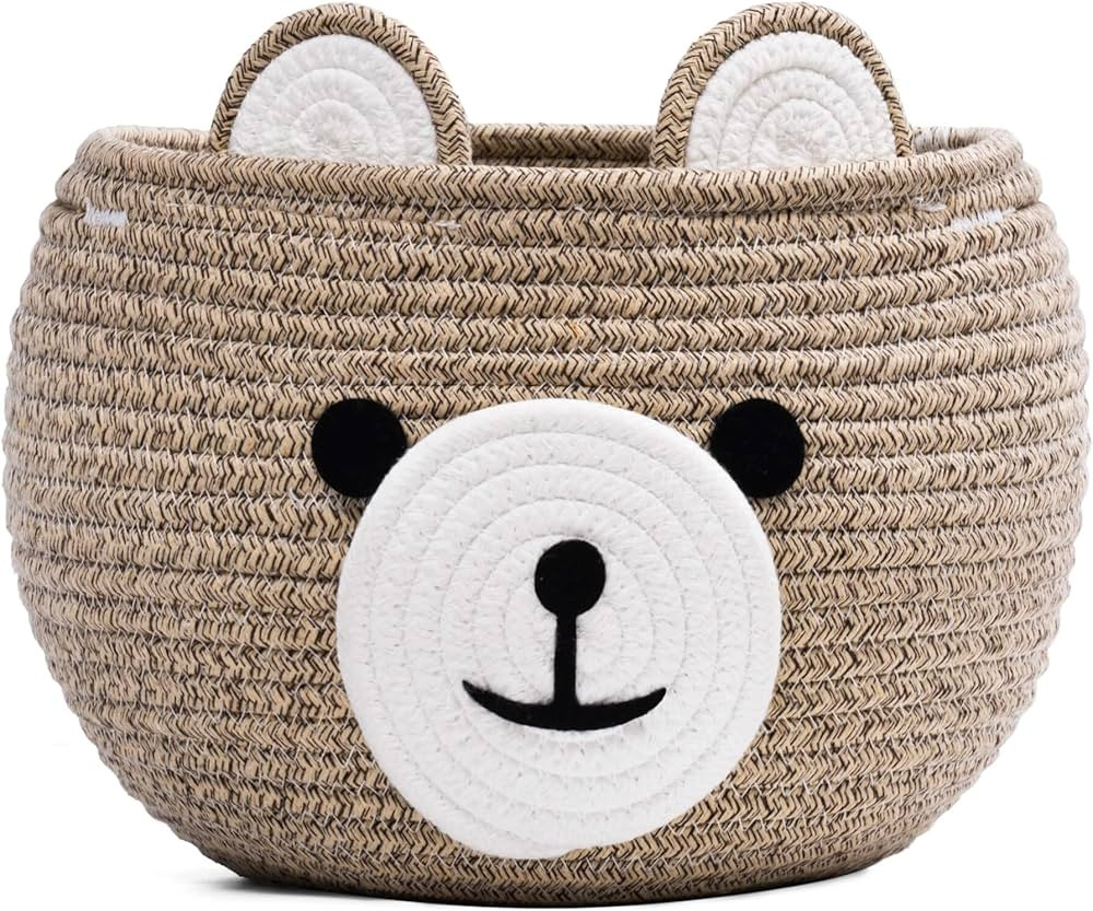 CherryNow Cotton Rope Basket Baby Basket for Nursery, Bear Gift Basket for Kids, Empty Baby Showe... | Amazon (US)