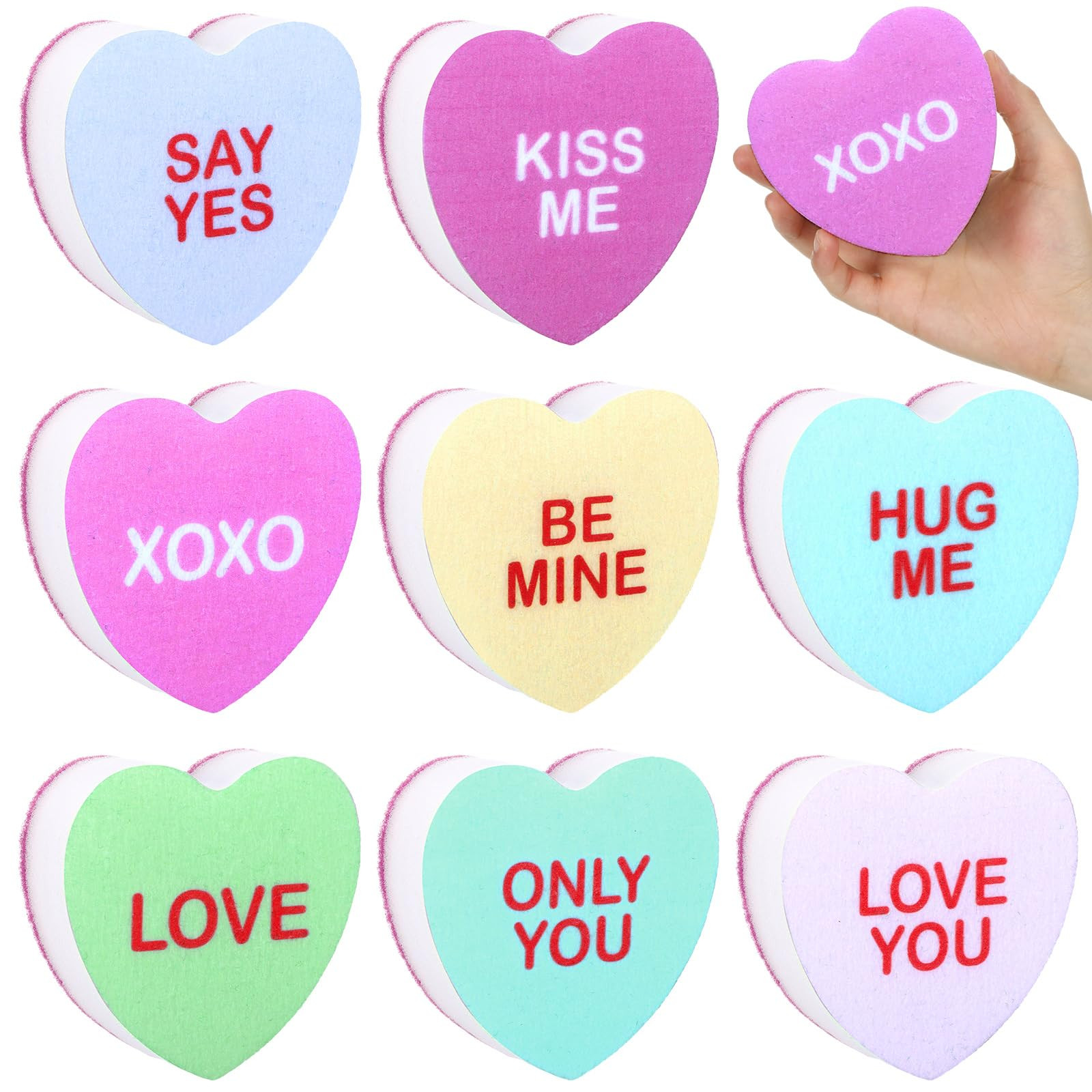 8pcs Valentine's Day Candy Heart Shaped Kitchen Sponges Valentines Conversation Heart Dual Sided ... | Amazon (US)