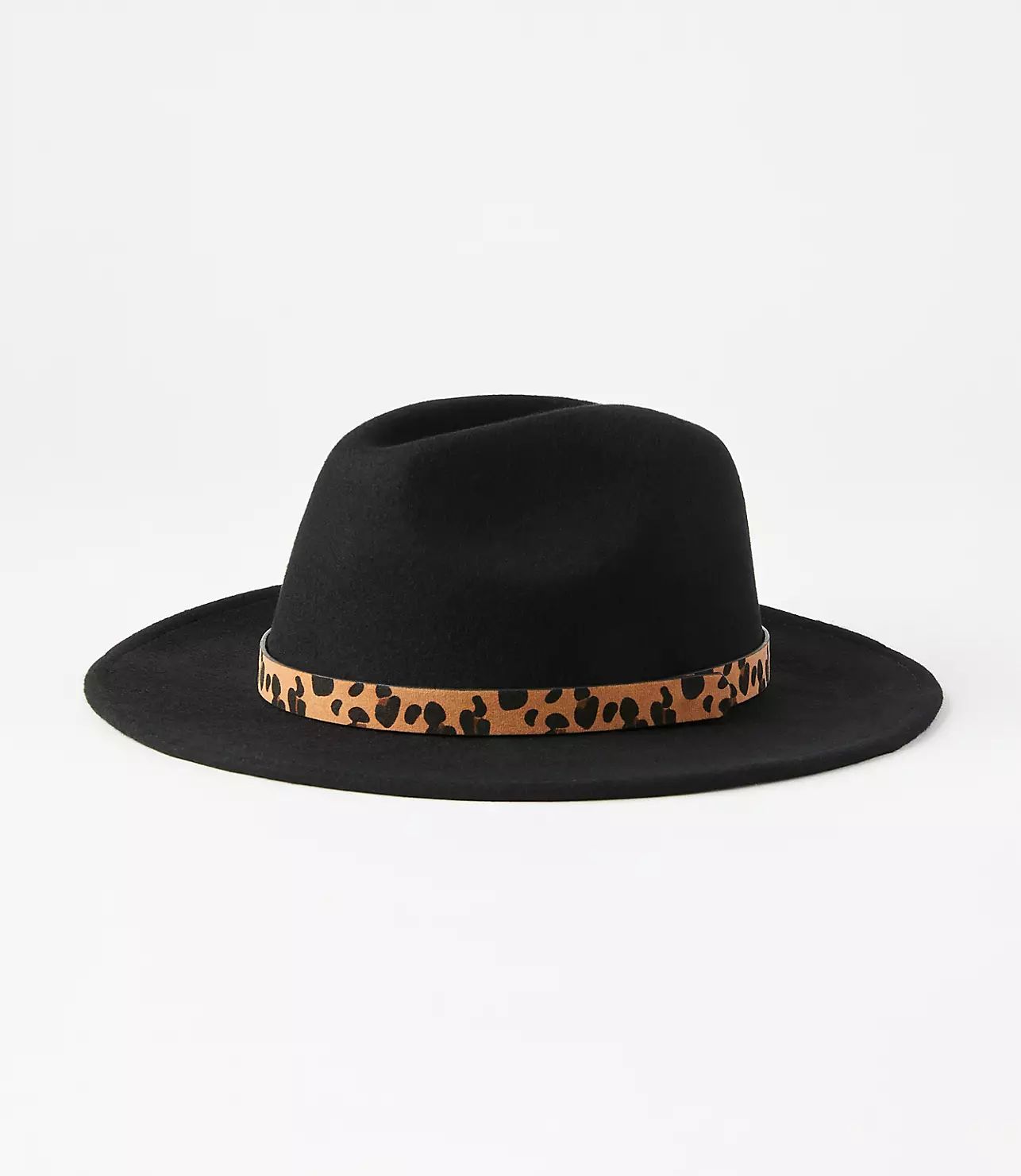 Animal Print Haircalf Trim Felt Fedora | LOFT