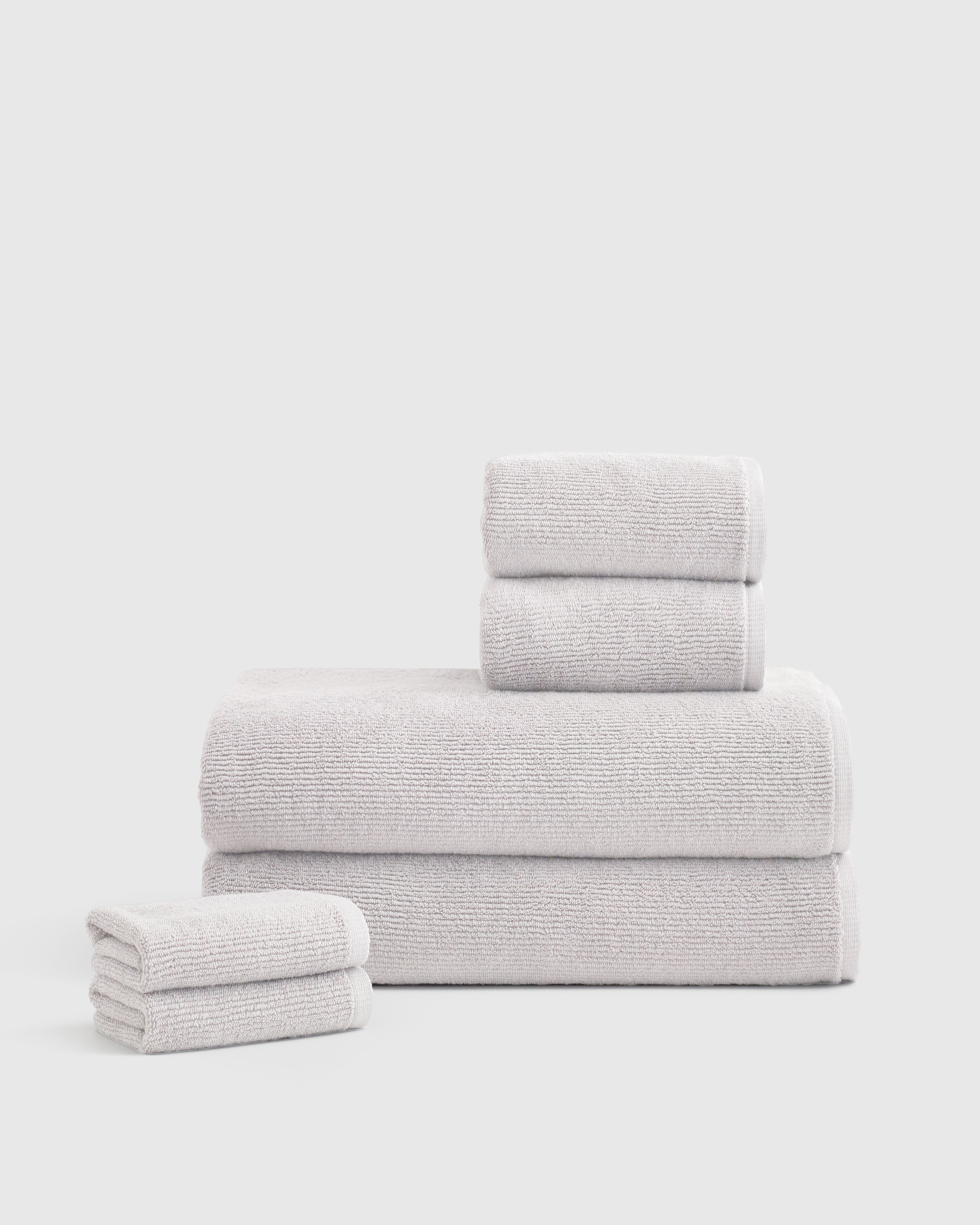 Quince | Turkish Ribbed Quick Dry Bath Sheet Bundle in Silver | Quince