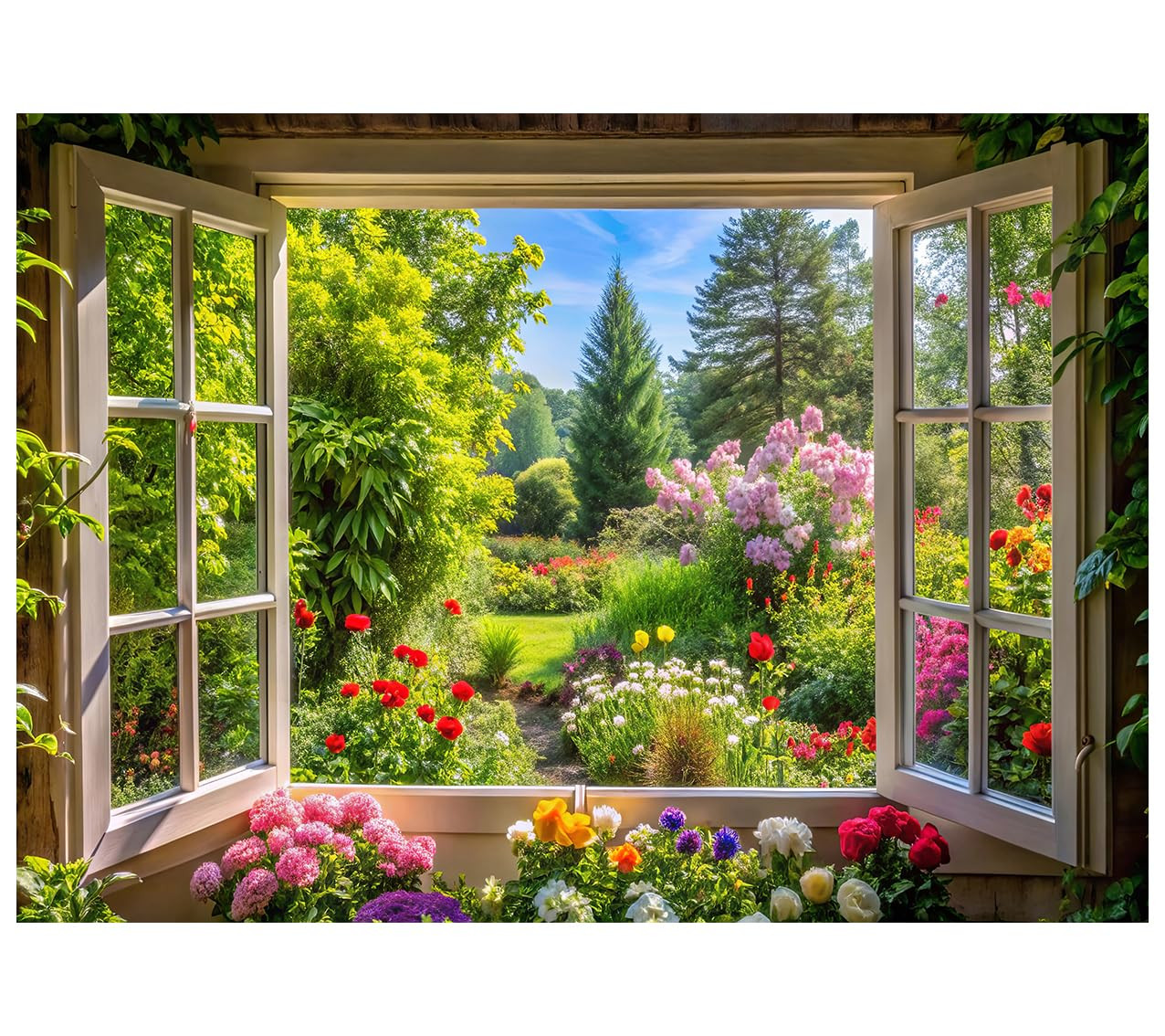 AIIKES 7x5ft Spring Photography Backdrop Window Backdrops Garden Landscape Outside The Window Bac... | Amazon (US)