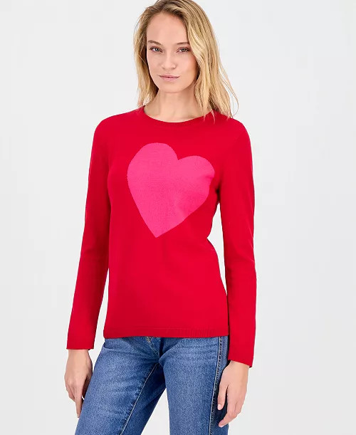 Nautica Jeans Women's Cotton Embroidered-Heart Sweater - Macy's | Macy's