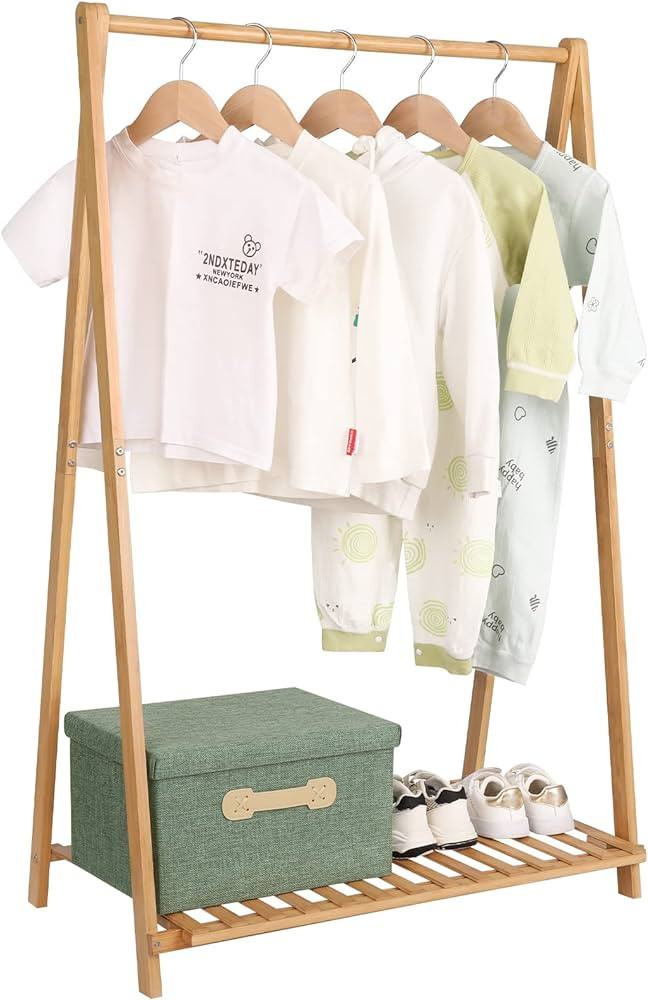 Jotsport Small Clothes Rack Kids Dress Up Storage for Playroom, Toddlers Bedroom, Bamboo Child Ga... | Amazon (US)