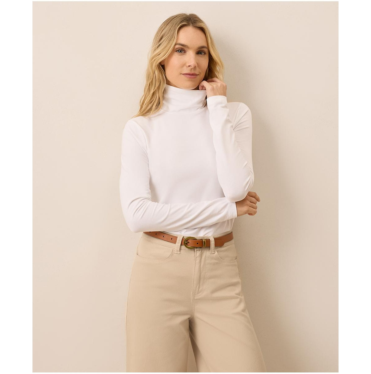 Pact Women's Luxe Stretch Jersey Slim Turtleneck - White | Macy's