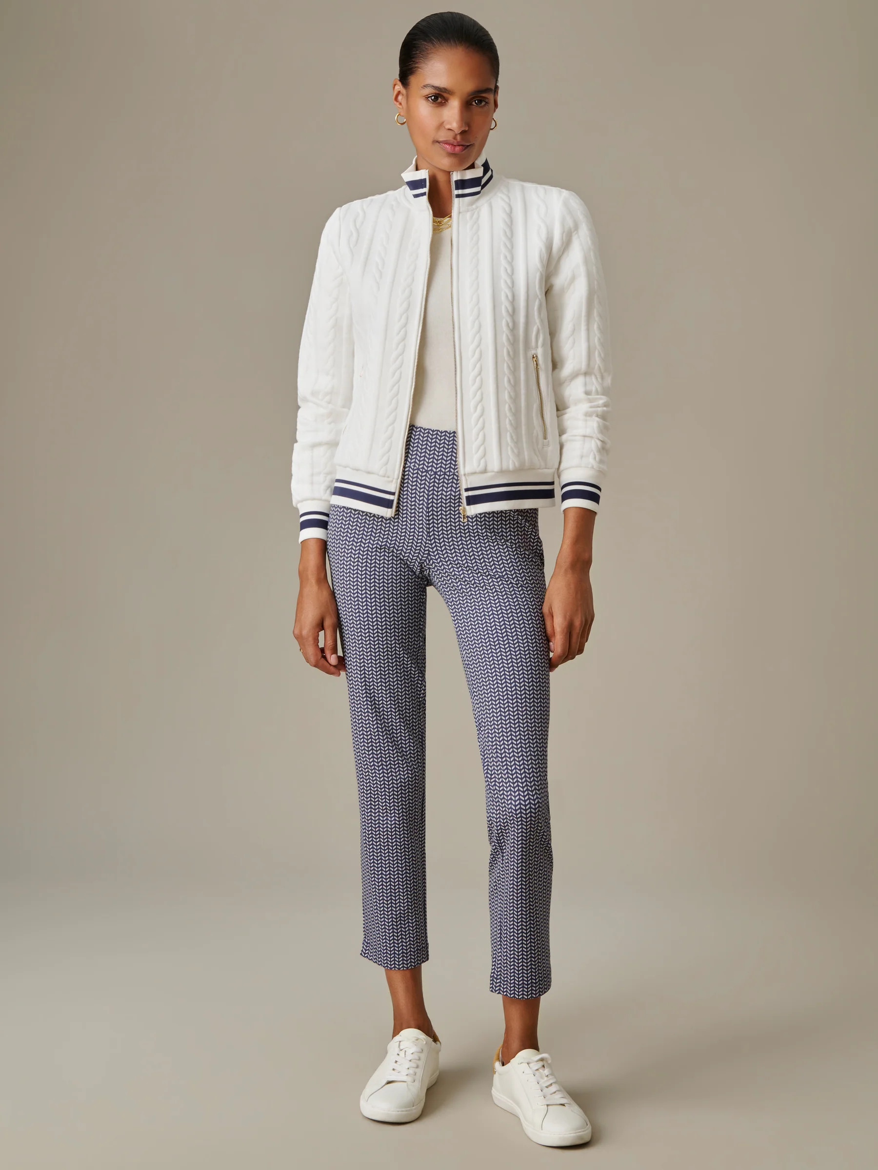 Navy/Off_White Vine Newport Capri Pants | Women's Pants | J.McLaughlin | J.McLaughlin
