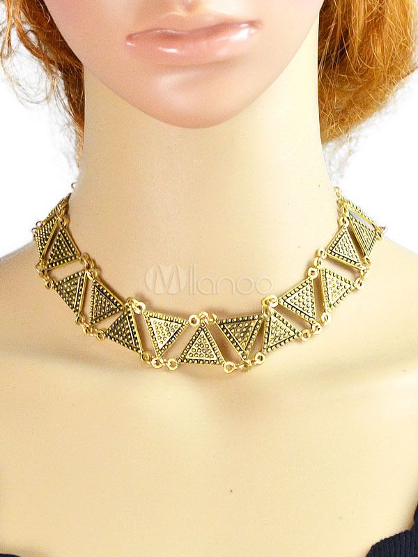 Gold Choker Necklace Chic Triangle Shape Short Necklace For Women | Milanoo