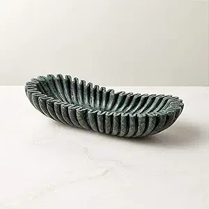 Oval Fluted Green Marble Bowl, Handmade Marble Bowl, Centerpiece Bowl, Home Decor Bowl | Amazon (US)