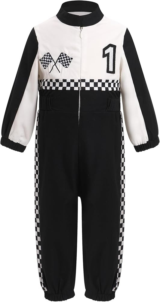 IBTOM CASTLE Toddler Boys Girls 1st 2nd Birthday Outfits Race Car Driver Long Sleeve Romper Racer... | Amazon (US)
