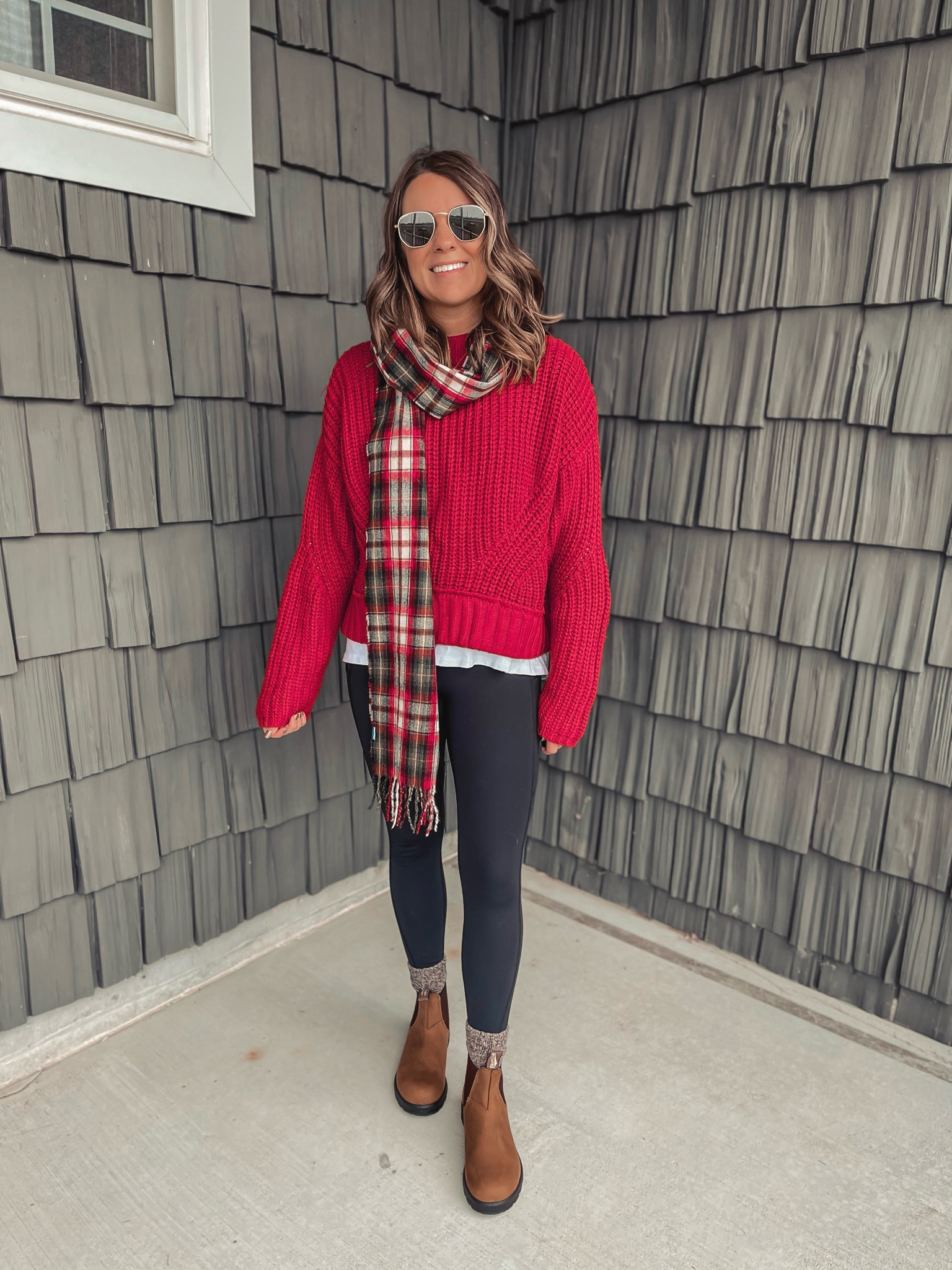 My sweater is old, so I linked some red sweater options 🫶🏽 size small in my leggings and a 1/2 size up in my blundstone boots! 

#LTKstyletip #LTKshoecrush

#LTKSeasonal