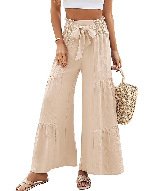 Blooming Jelly Women Casual Pants Wide Leg Trousers High Waisted Pant Trendy Vacation Outift 2025 | Amazon (US)