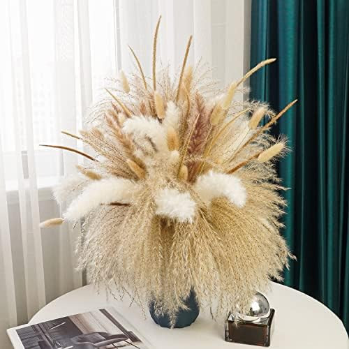 ANLALA Dried Pampas Grass Decor 145 PCS 17Inch 43cm Natural Dried Pampas Grass Bouquet Boho Home ... | Amazon (US)